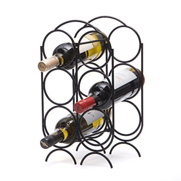 Minghou factory sale High quality metal wire 6 bottles iron black wine rack